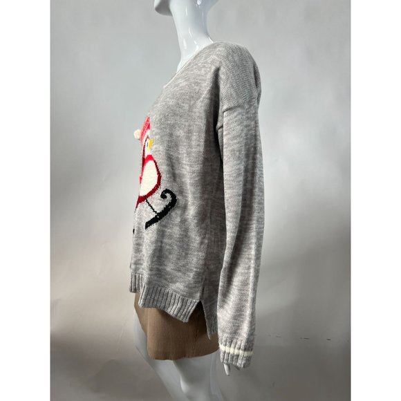 Blizzard Bay Christmas Sweater Blinking Skating Penguin XL Grey Holiday Acrylic - Picture 4 of 16